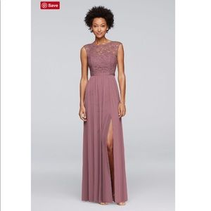 Long Bridesmaid Dress - Lace Bodice - Quartz s 2